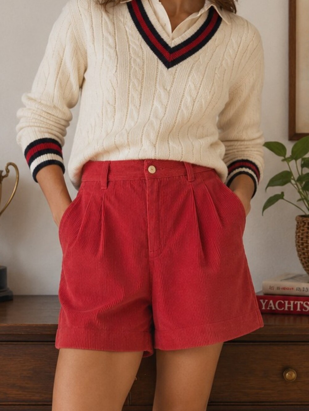 Vintage Lizsport Pleated High Rise Corduroy Bermuda Short Preppy Women's 6 NWT